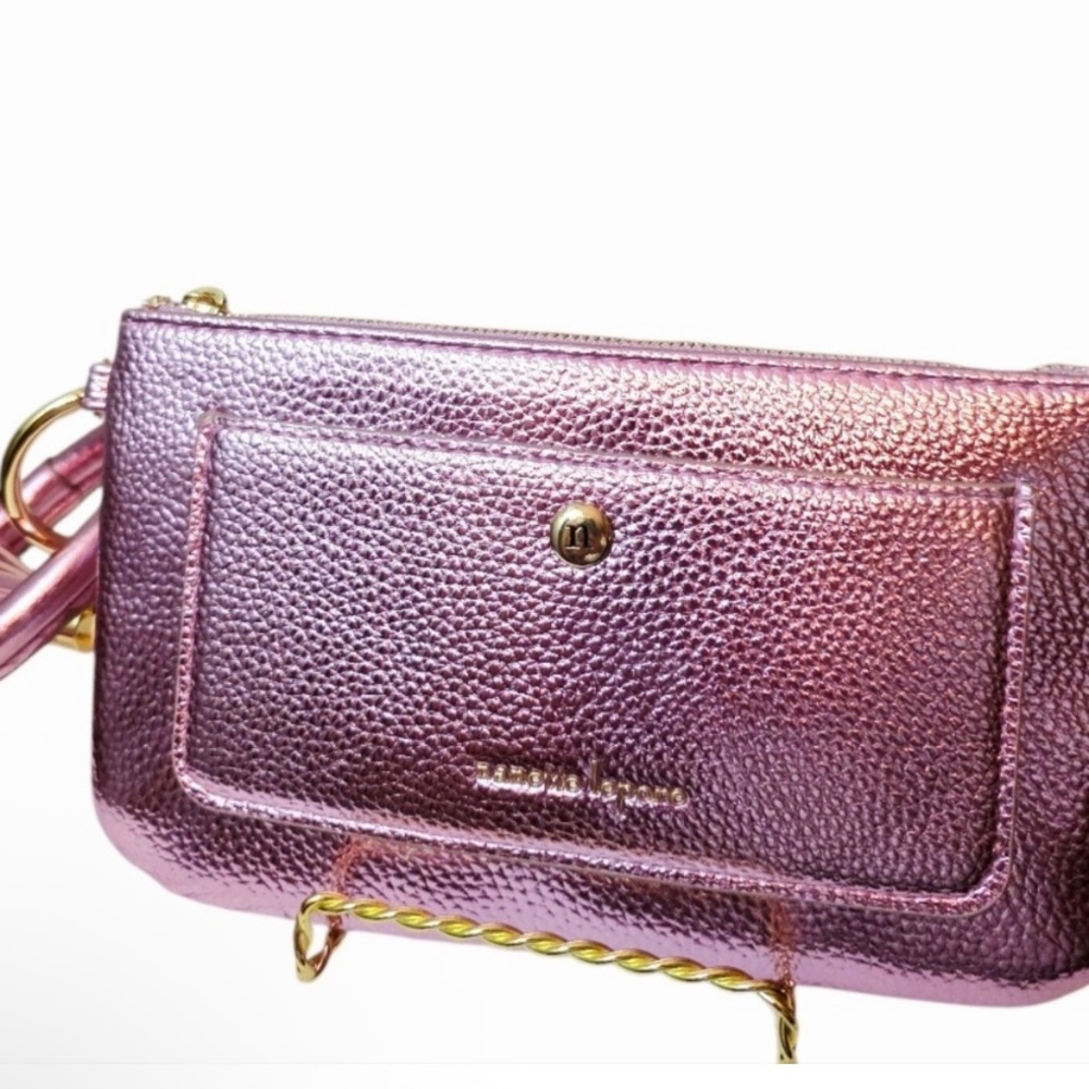 Nanette Lepore Metallic Pink Pebbled Wristlet - Picture 7 of 15